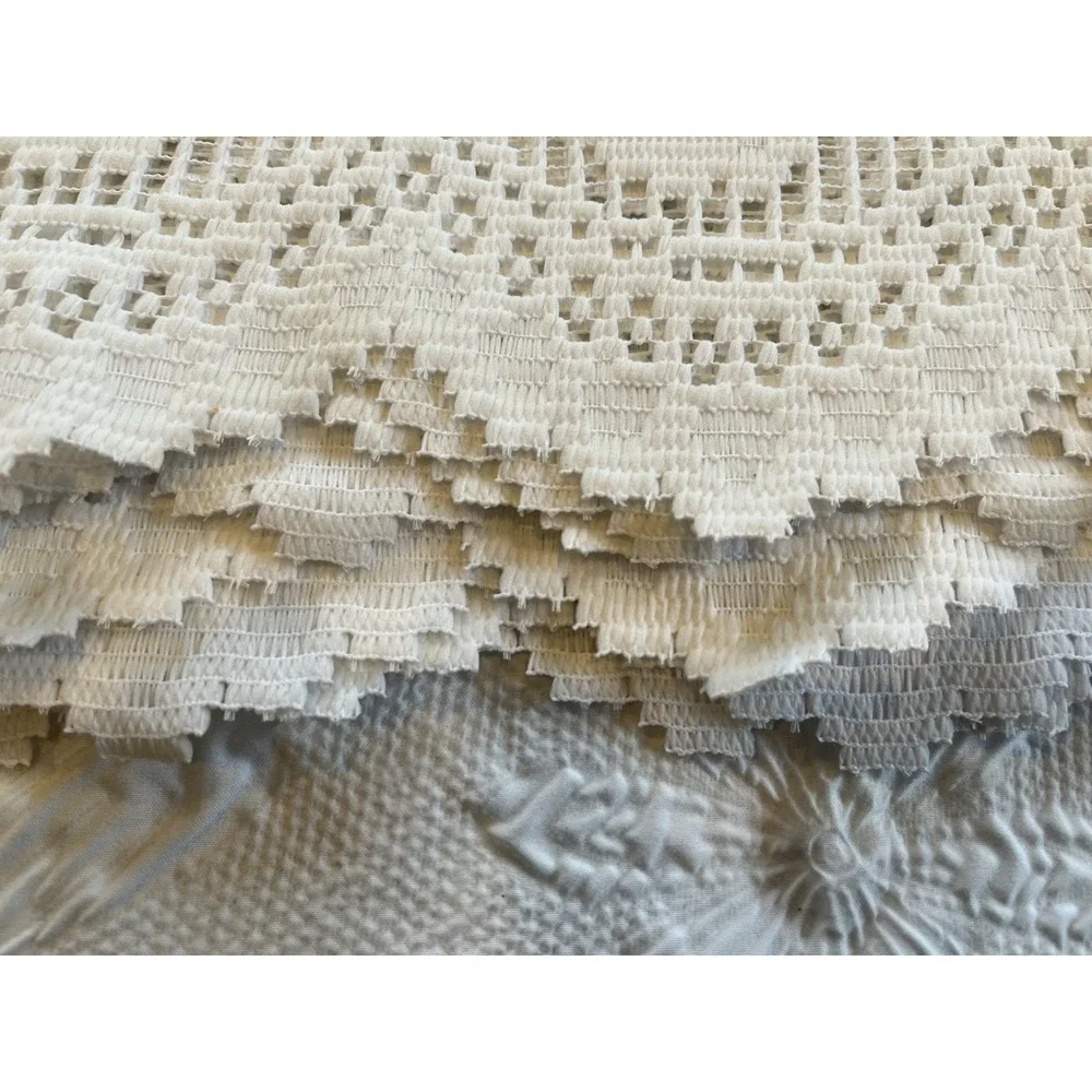 Kitchen‎ Window Valance Fabric Knit Lace Country vtg White 8 yards x 23